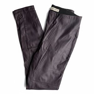 Smart Set | Purple Faux Leather Skinny Pants with Ankle Zipper and Elastic Waist